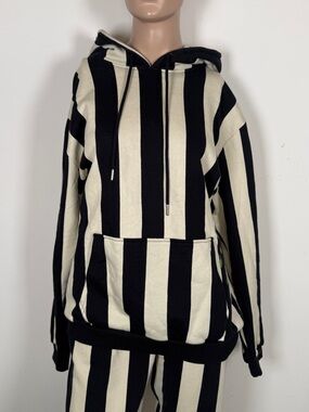 Beetlejuice cakeworthy Black & Cream Striped Hooded Sweatshirt